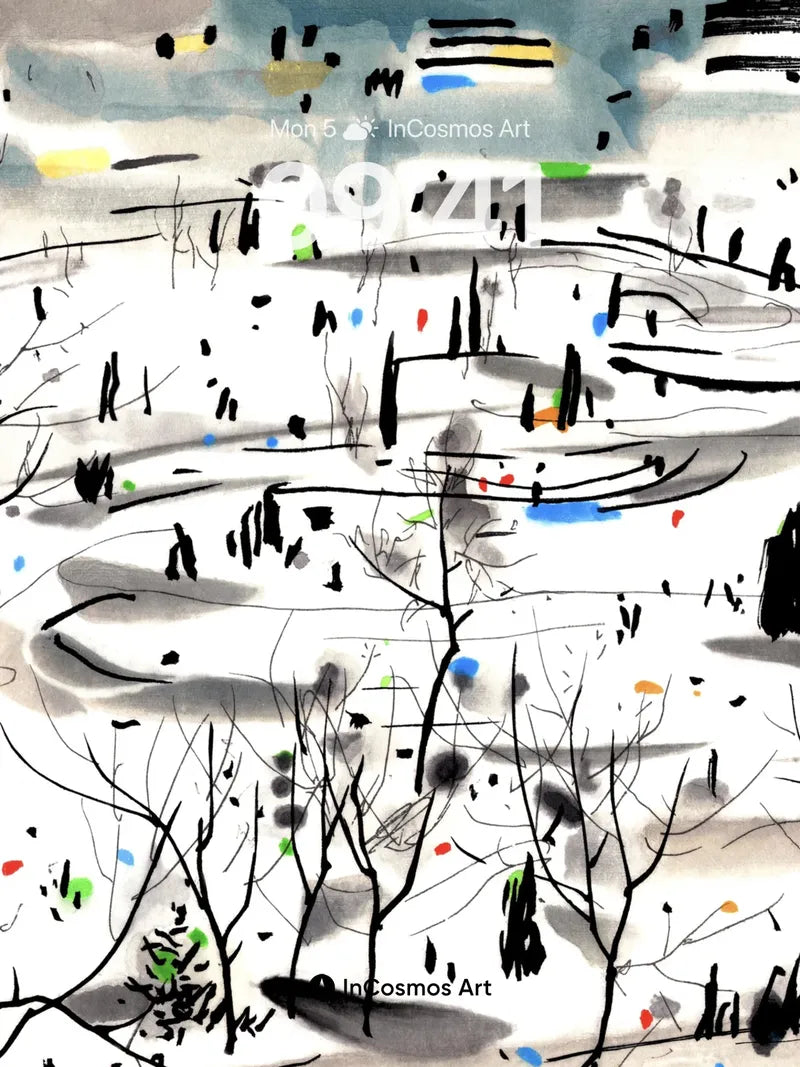 Winter Whispers Wallpaper with Inked Trees