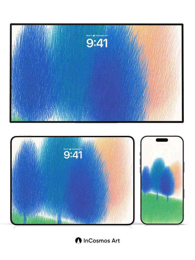 Whispering Blue Trees Wallpaper with Soft Light Hues