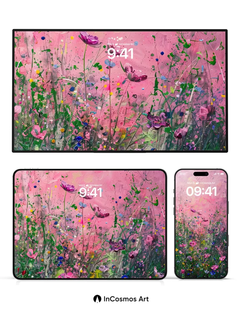 Whispering Petals Wallpaper with Painted Sky