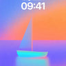 Neon Serenity Wallpaper with Floating Sail wallpaper for iPhone, iPad & Mac