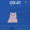 Calm Blue Cat Wallpaper with Fish Tank Glow wallpaper for iPhone, iPad & Mac