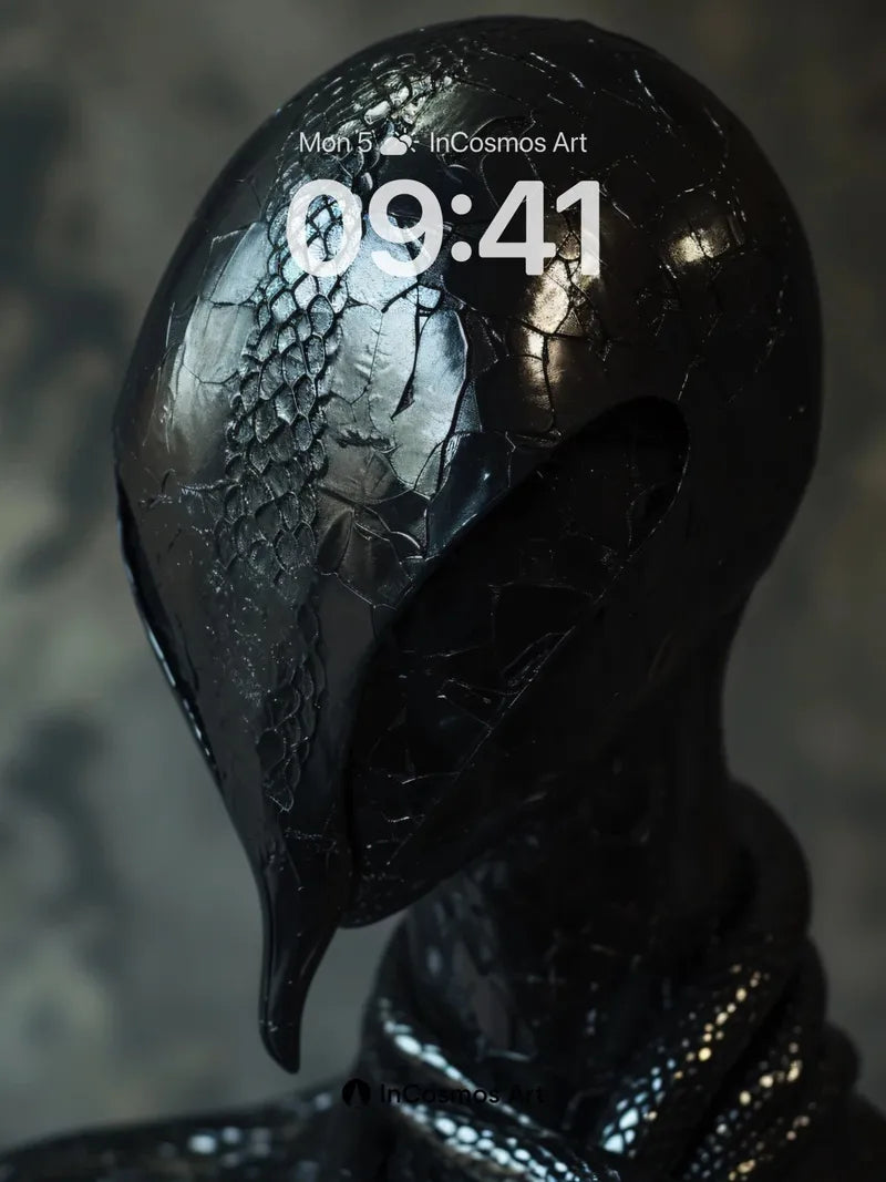 Obsidian Serpent Wallpaper with Cracked Reflections