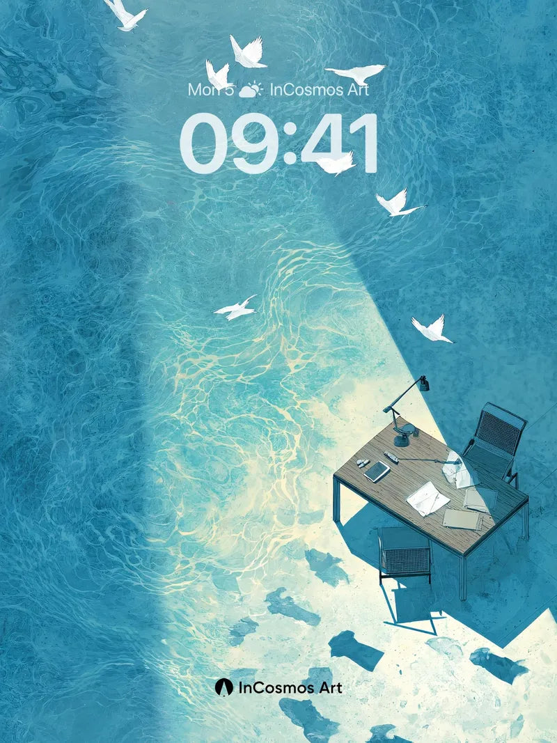 Submerged Desk Background with Sunlit Water wallpaper for iPhone, iPad & Mac