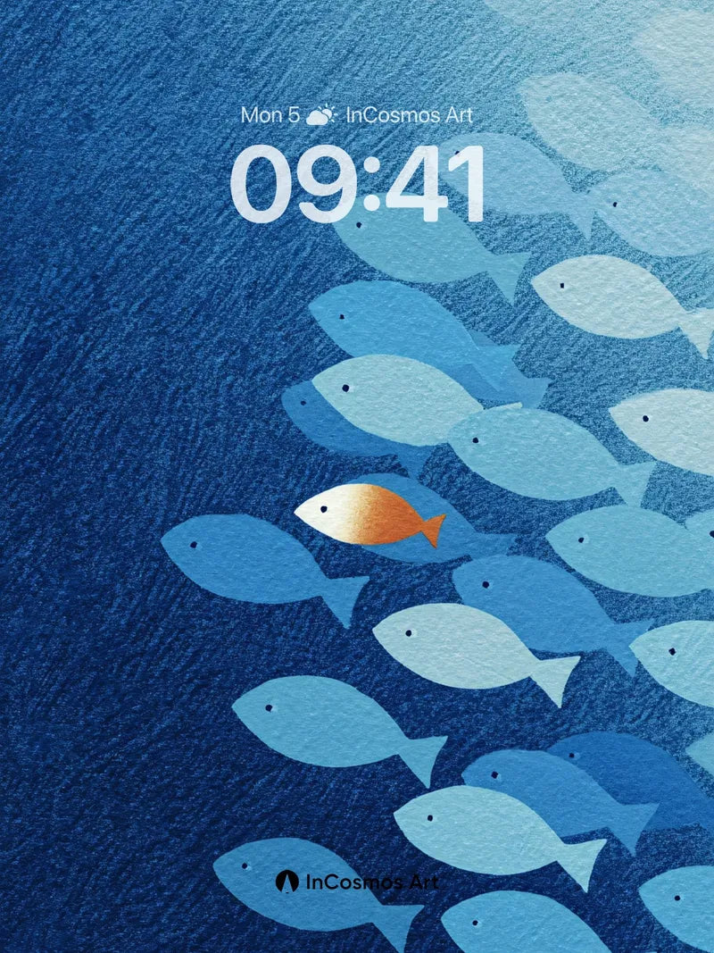 Calm Ocean Current Wallpaper with Golden Outsider wallpaper for iPhone, iPad & Mac