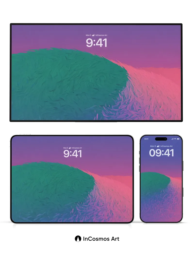 Surreal Gradient Wallpaper with Textured Wave Flow