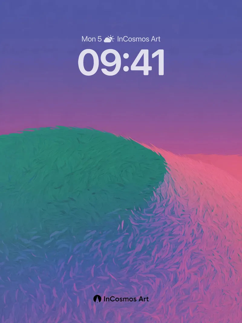 Surreal Gradient Wallpaper with Textured Wave Flow