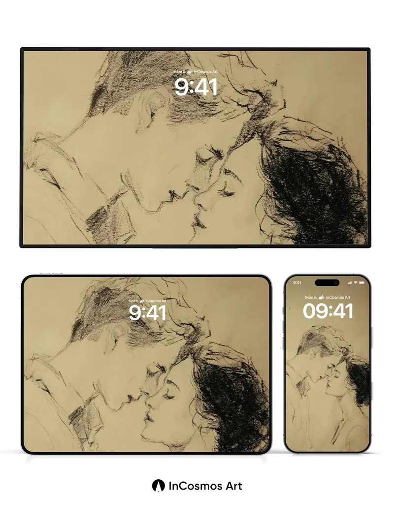 Whispering Lines Wallpaper with Intimate Sketch