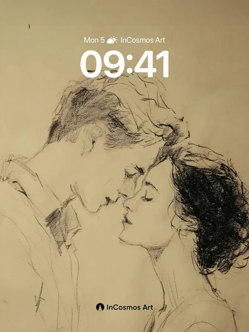 Whispering Lines Wallpaper with Intimate Sketch