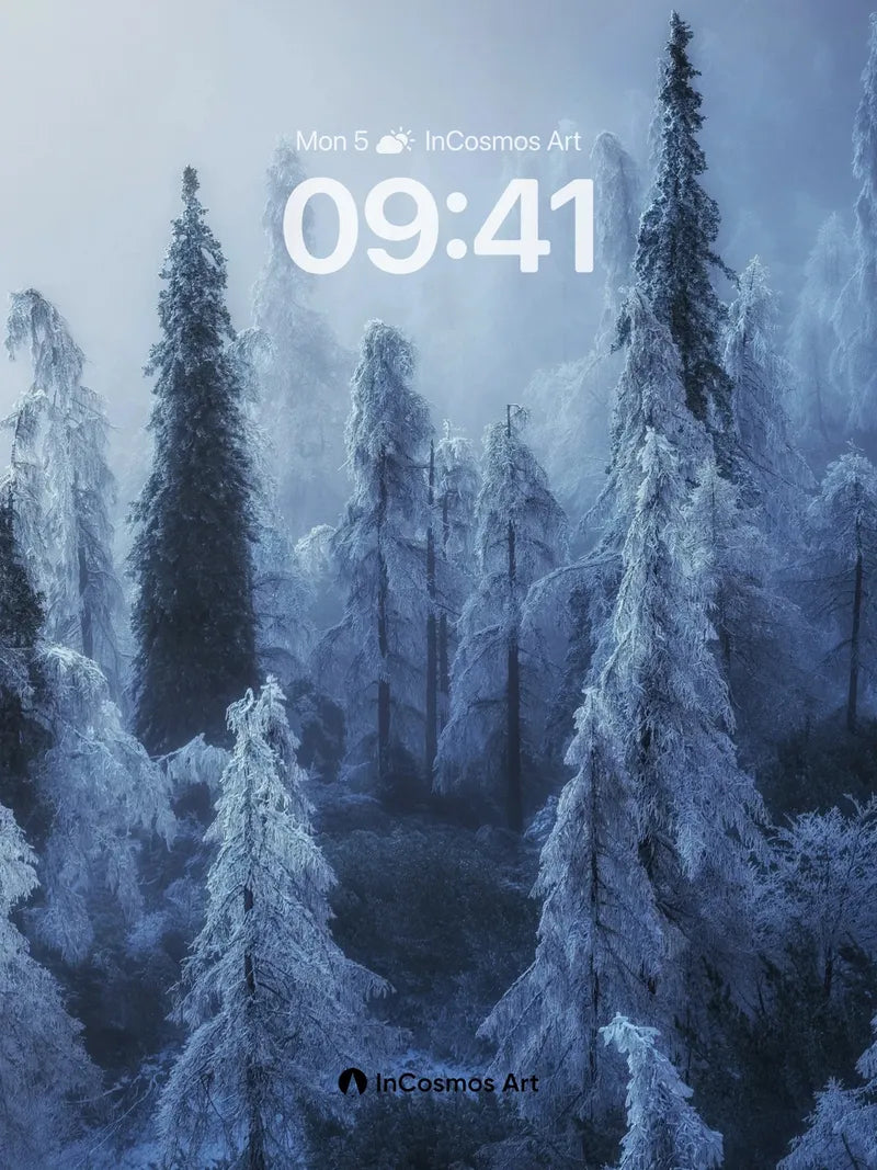 Frostbound Whisper Wallpaper with Mist-Cloaked Pines
