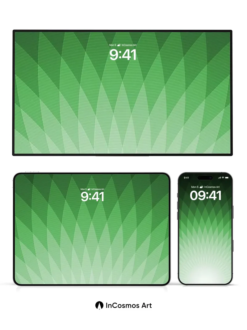 Emerald Fanfare Wallpaper with Radiant Geometry