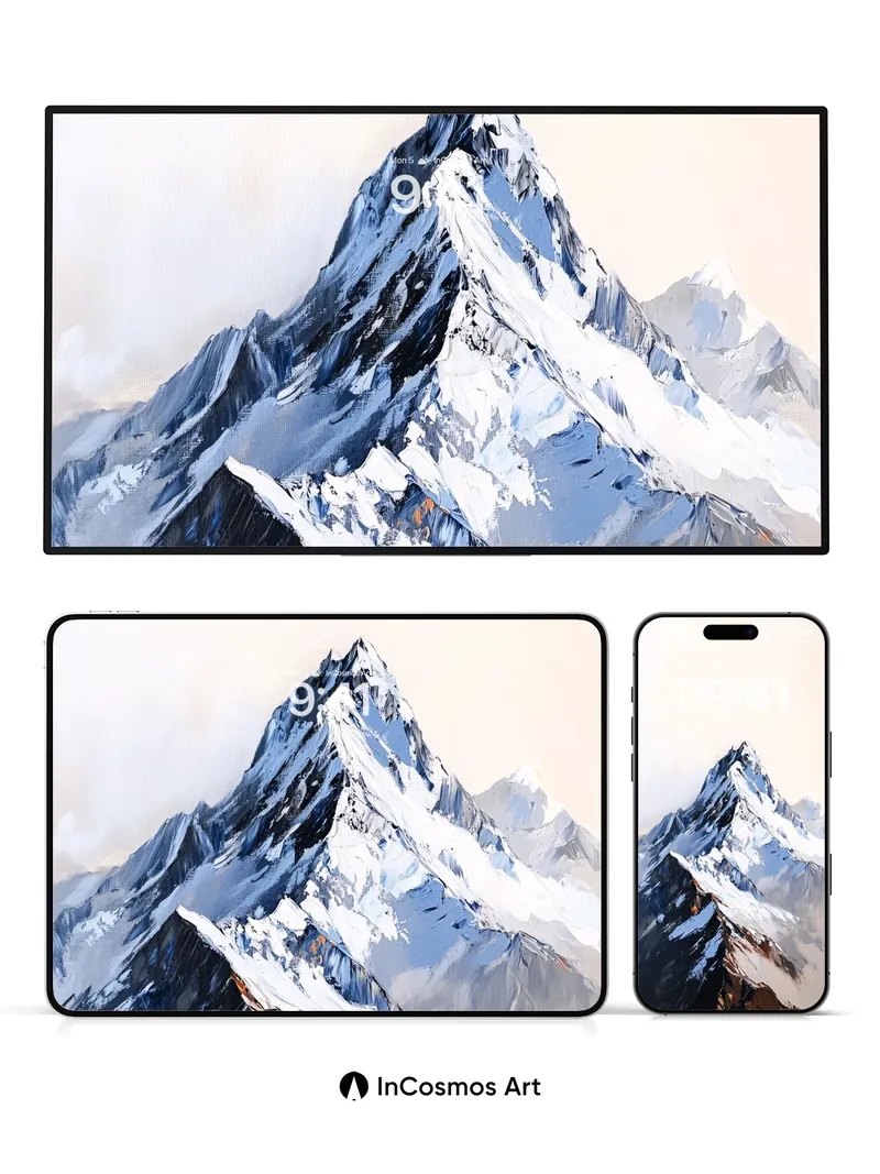 Frost-Crowned Summit Wallpaper with Ethereal Light