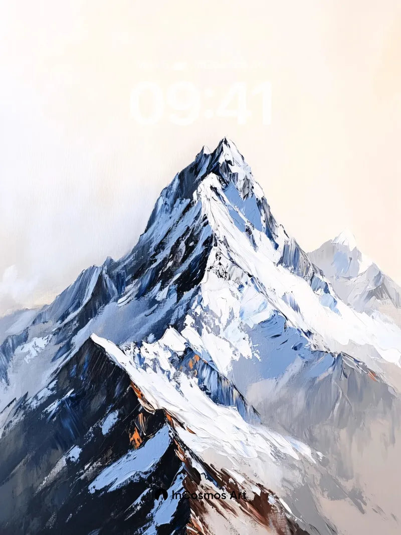 Frost-Crowned Summit Wallpaper with Ethereal Light