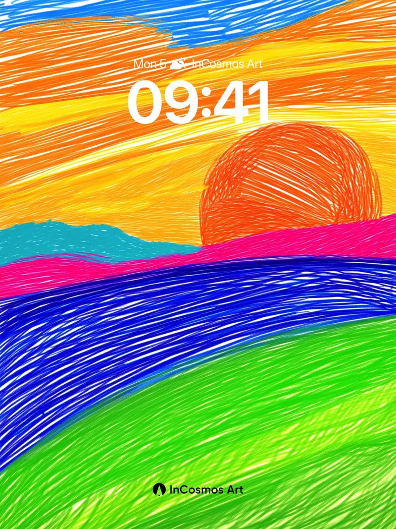Sunset Pulse Wallpaper with Electric Lines