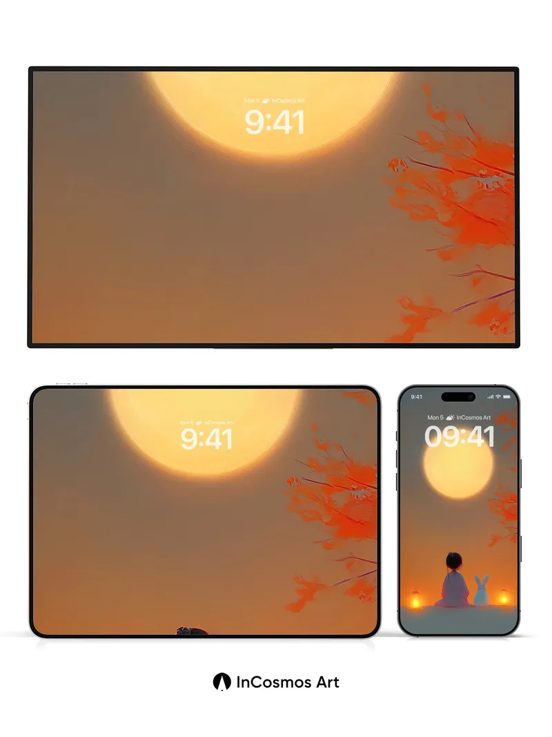 Serenity Moonlight Wallpaper with Rabbit Companion