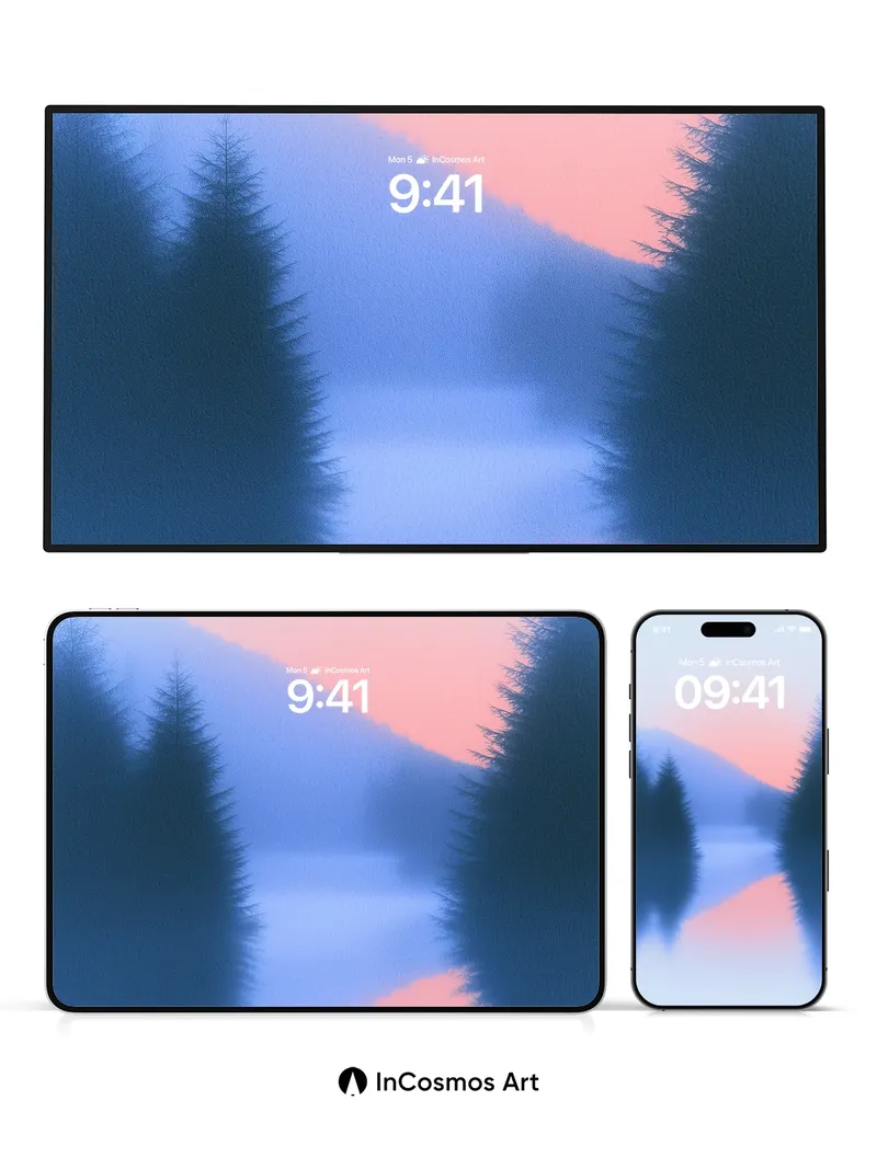 Serene Dawn Wallpaper with Misty Reflections