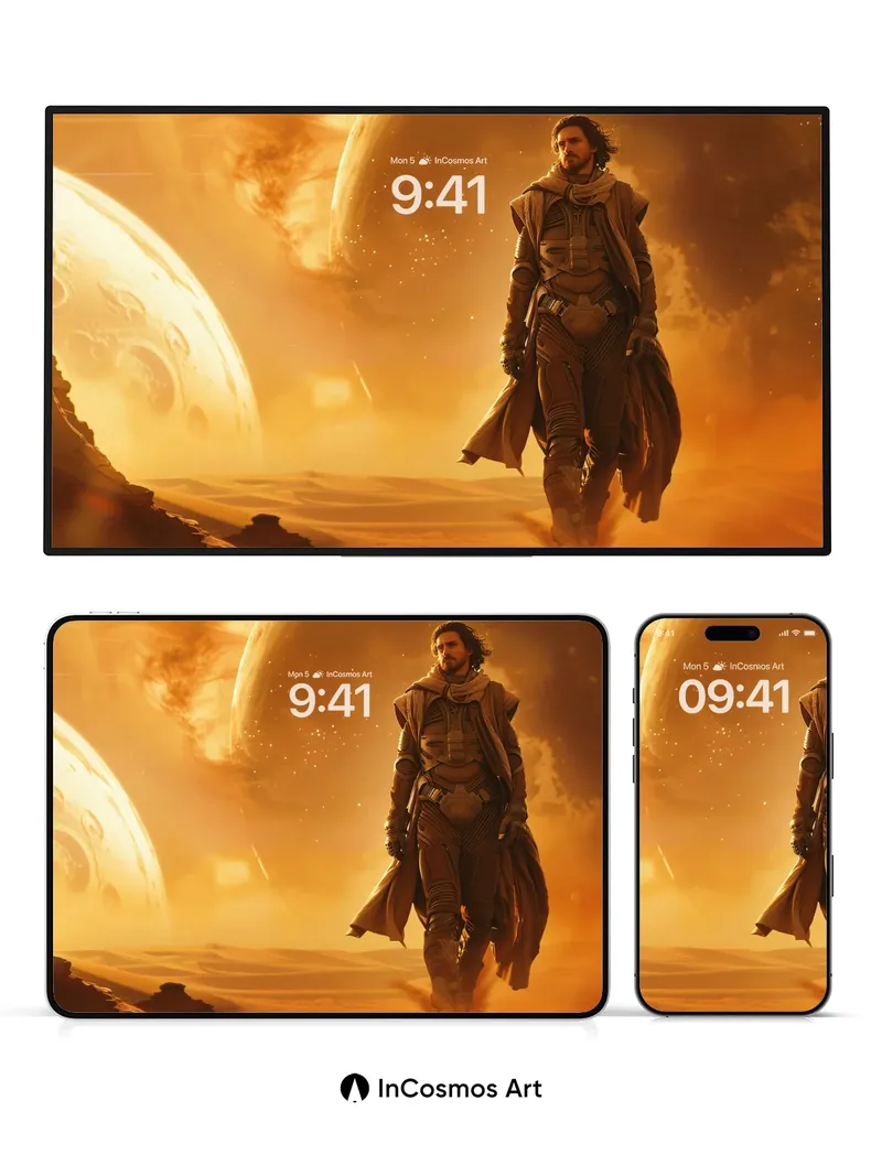 Desert Solitude Wallpaper with Celestial Drift