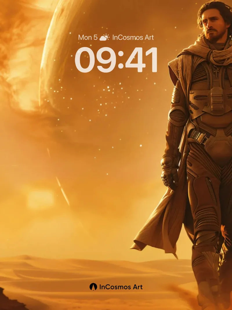 Desert Solitude Wallpaper with Celestial Drift