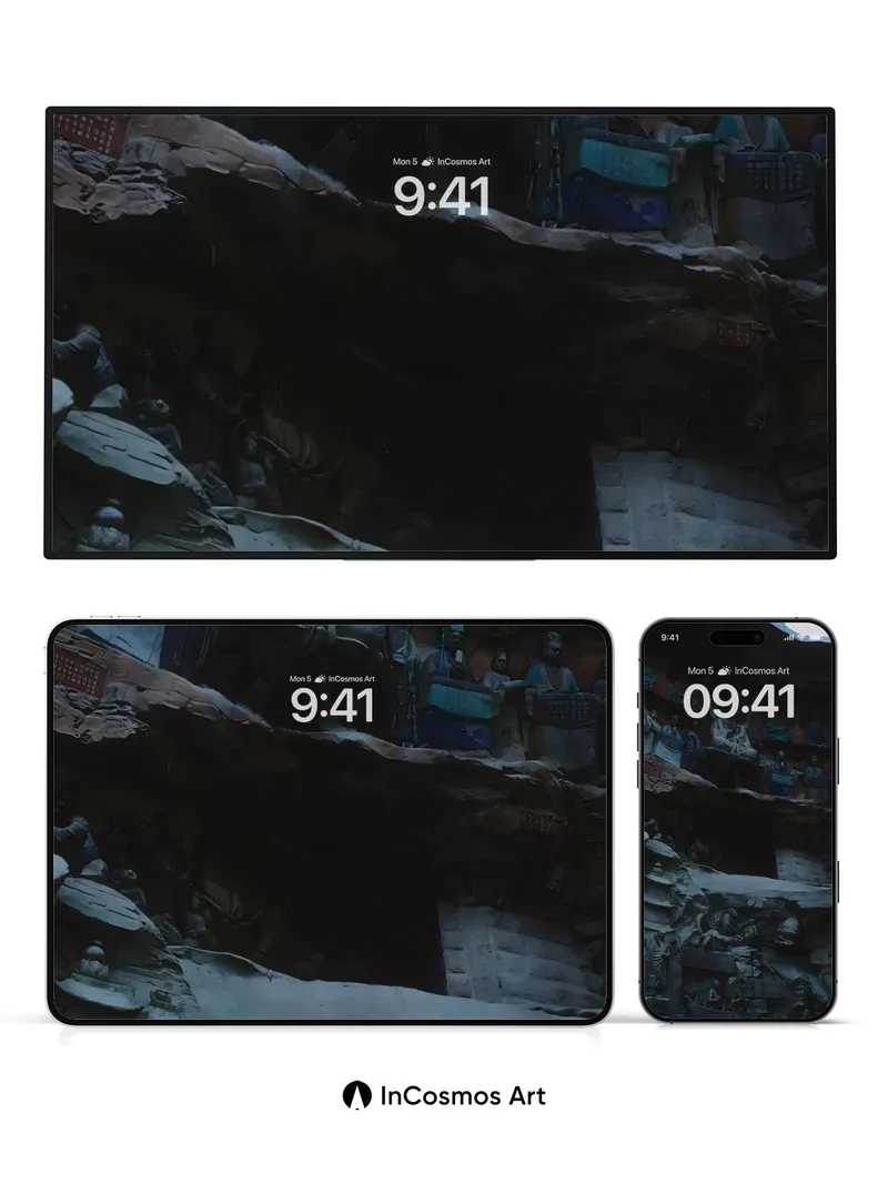 Stone Whisper Wallpaper with Carved Light