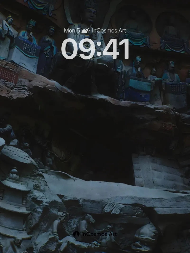 Stone Whisper Wallpaper with Carved Light