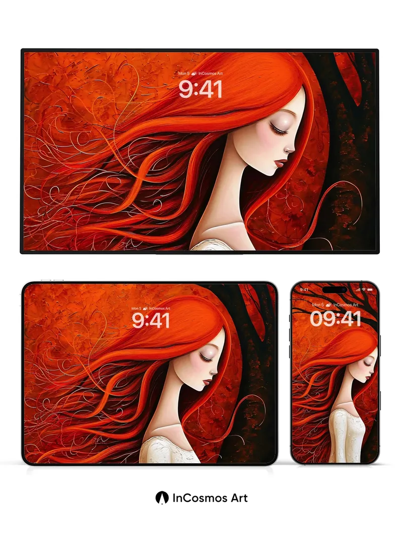 Crimson Whisper Wallpaper with Living Hair