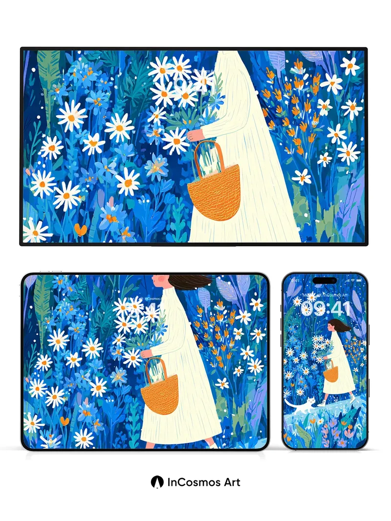 Whispering Bloom Wallpaper with Midnight Garden