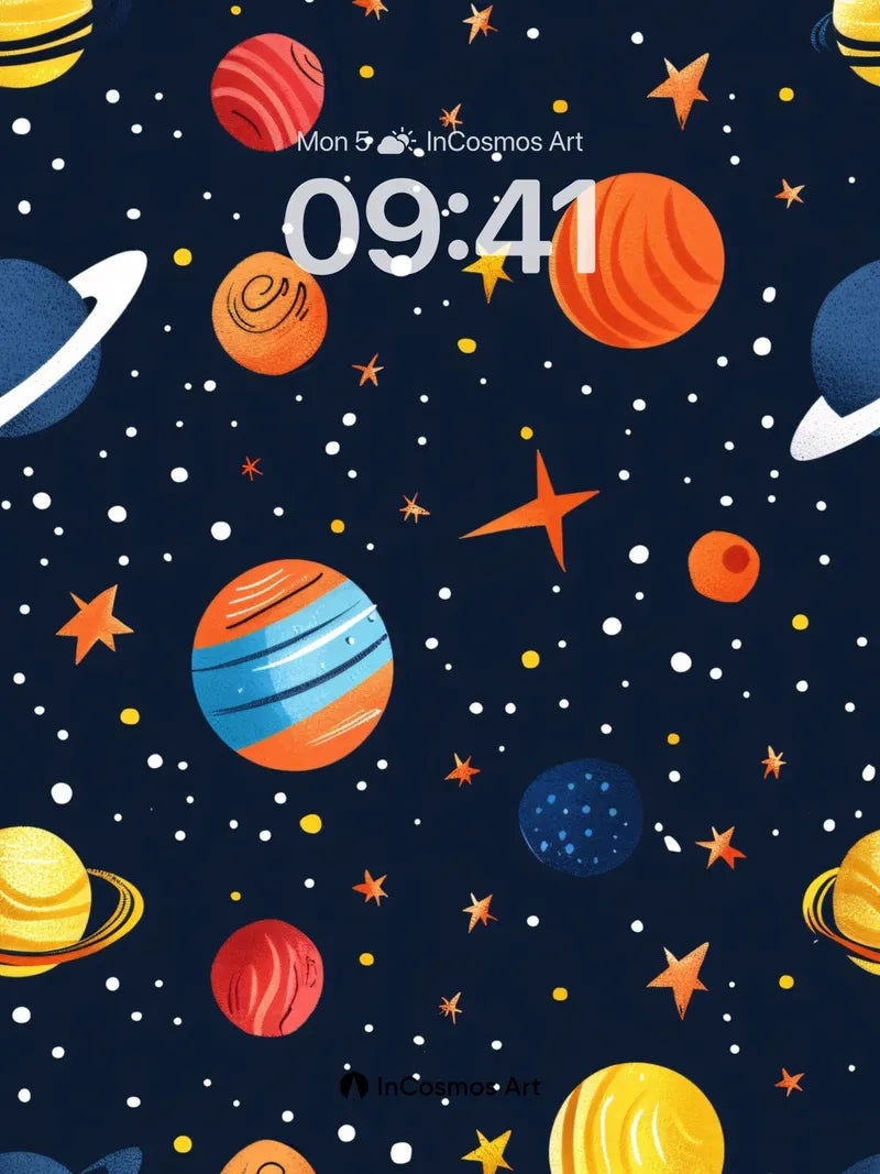 Cosmic Whimsy Wallpaper with Playful Planets