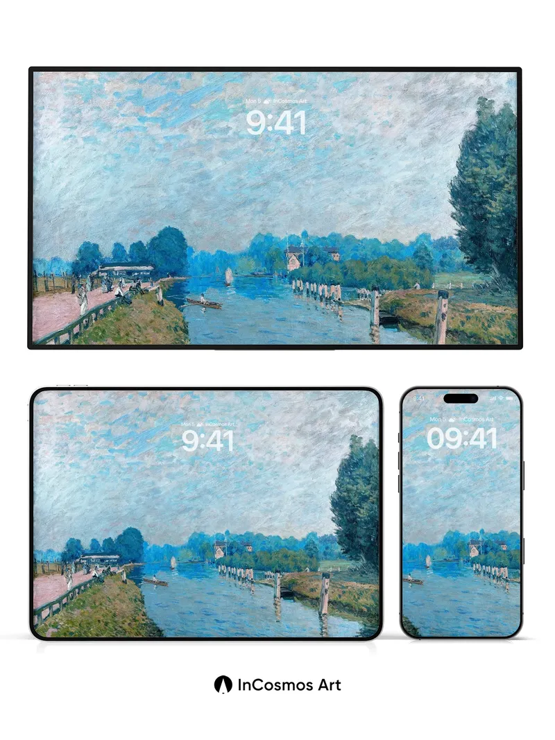 Serenity River Wallpaper with Impressionist Light