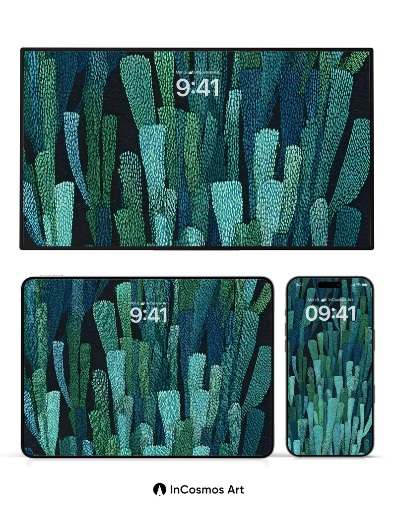 Midnight Kelp Forest Wallpaper in Deep Ocean Haze