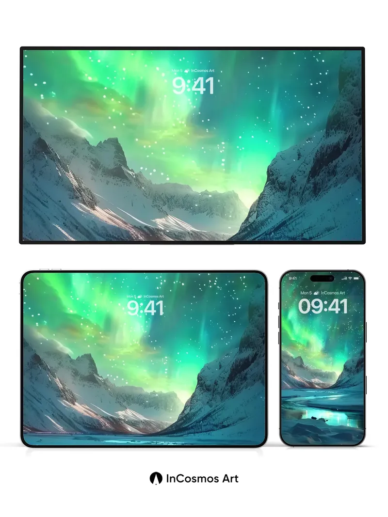 Aurora Veil Wallpaper with Frozen Echoes