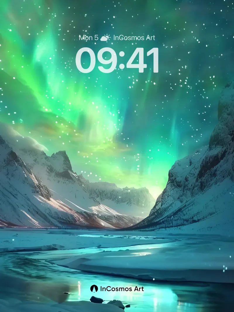 Aurora Veil Wallpaper with Frozen Echoes