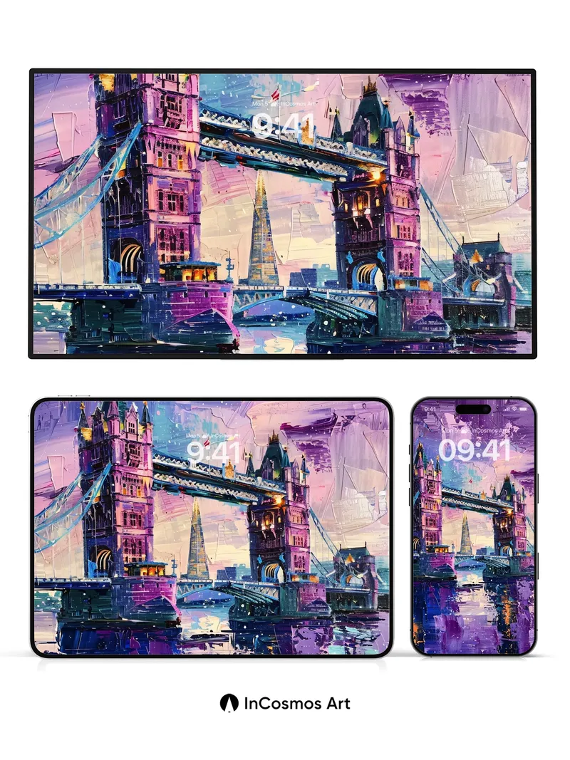 Lavender Mirage Wallpaper with Floating Towers