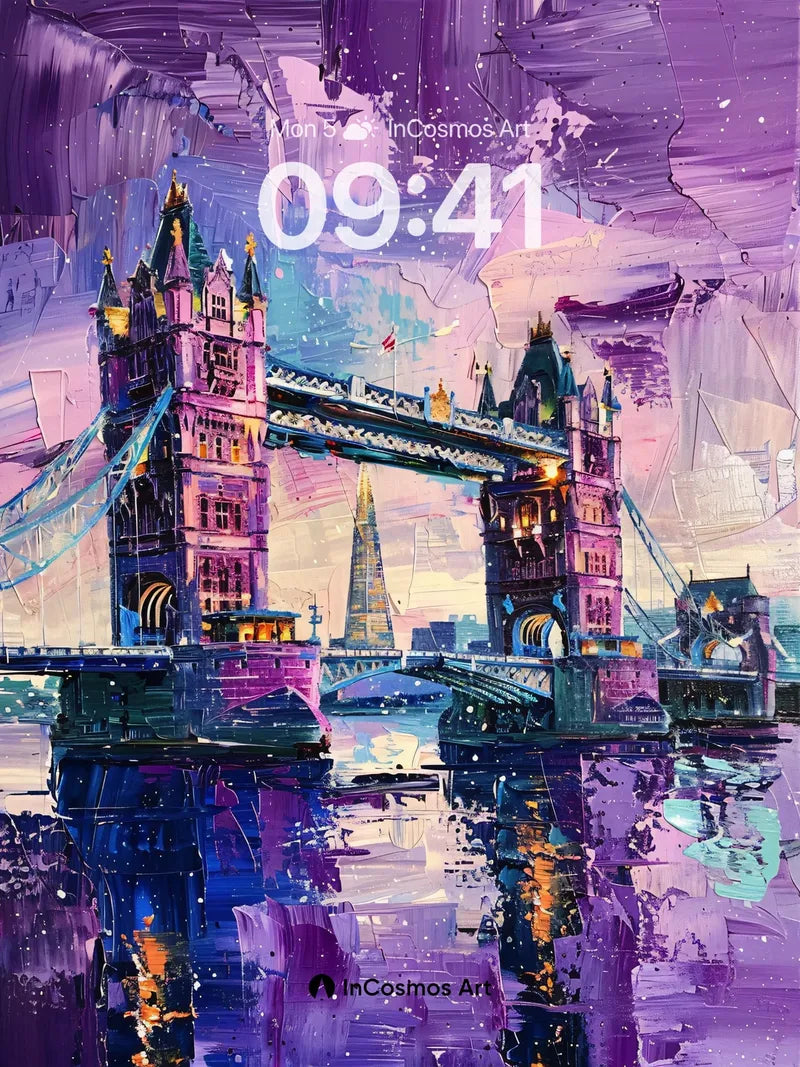 Lavender Mirage Wallpaper with Floating Towers