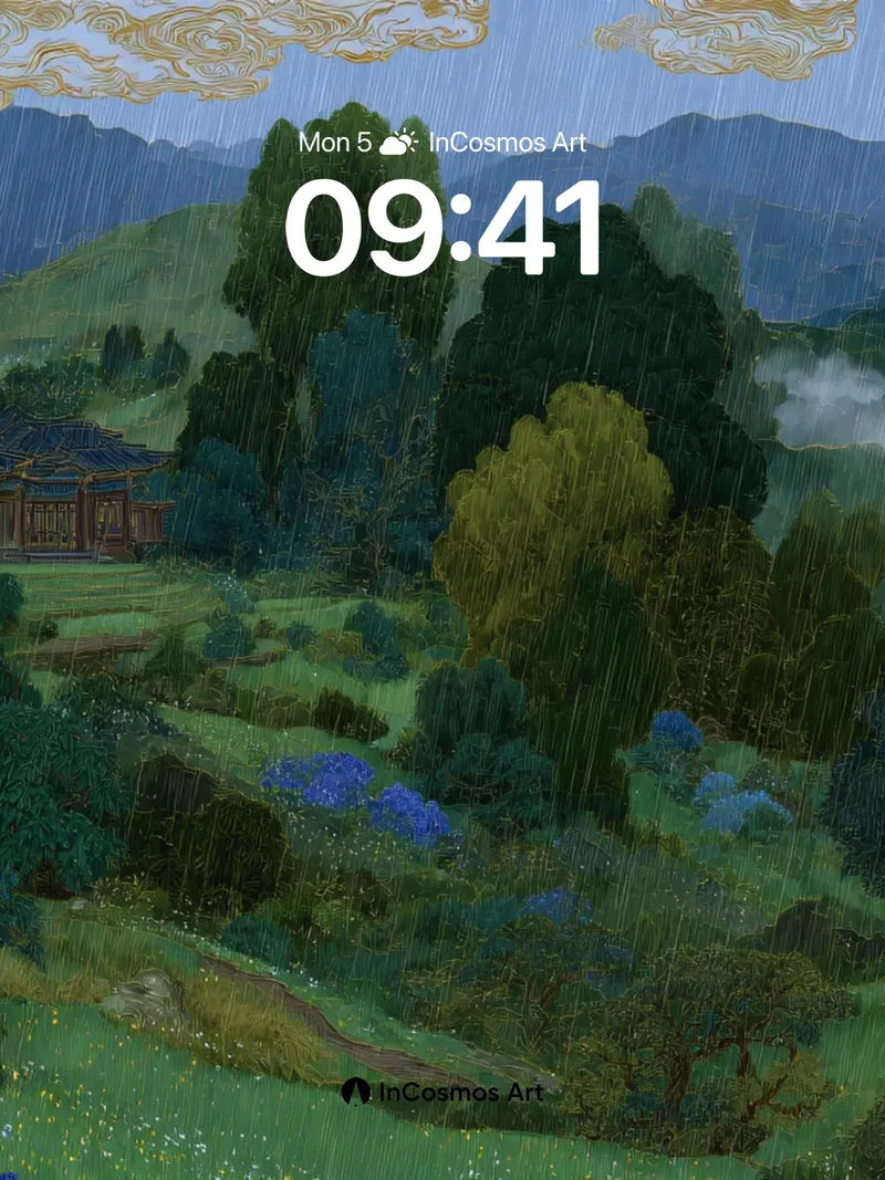 Misty Valley Wallpaper with Hidden Temple