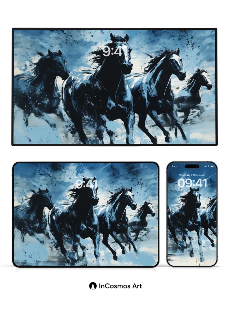 Stormborne Horses Wallpaper with Celestial Trails