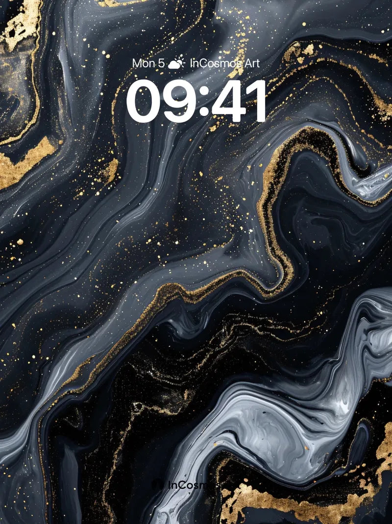 Nocturnal Gold Vein Wallpaper with Liquid Depths
