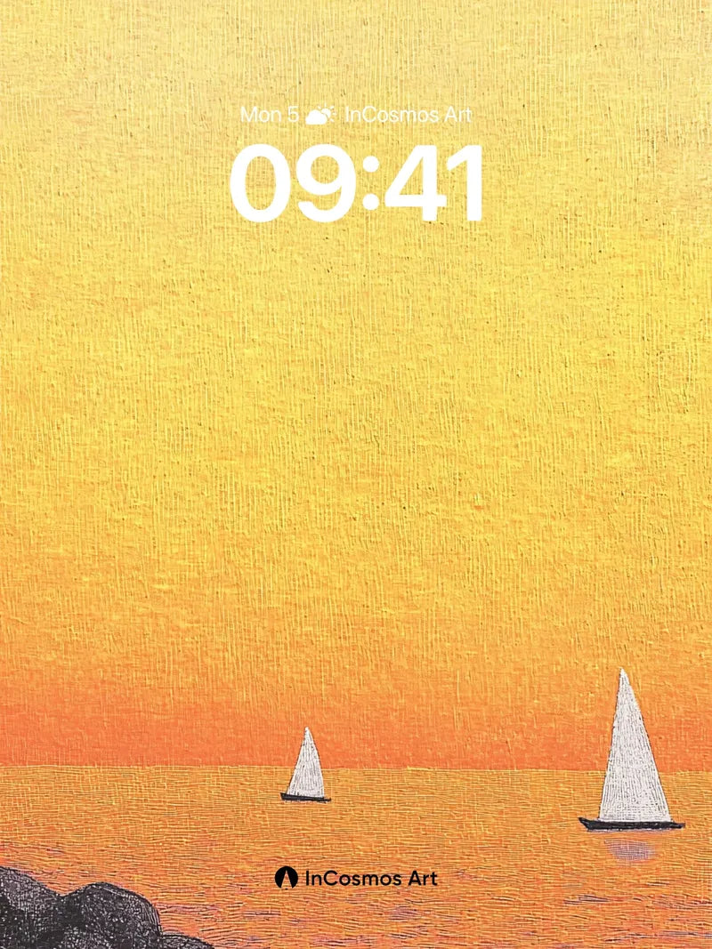 Golden Hush Wallpaper with Sailing Silhouettes