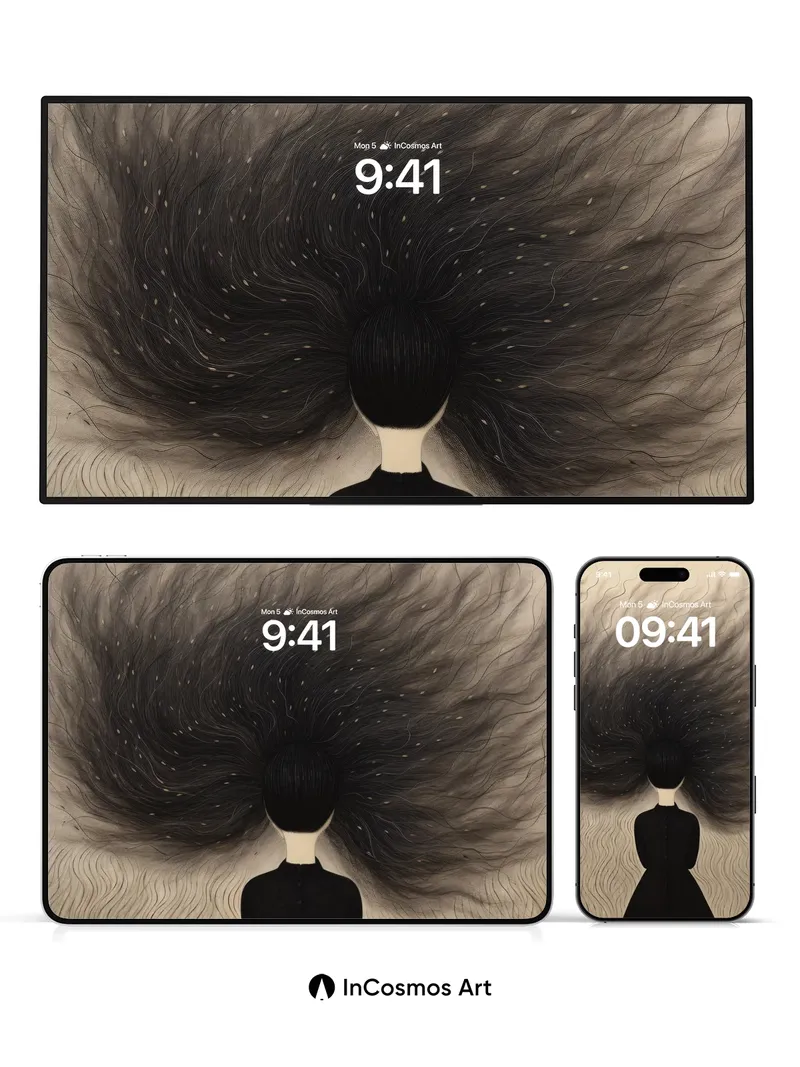 Whispering Tresses Wallpaper with Starlit Flow