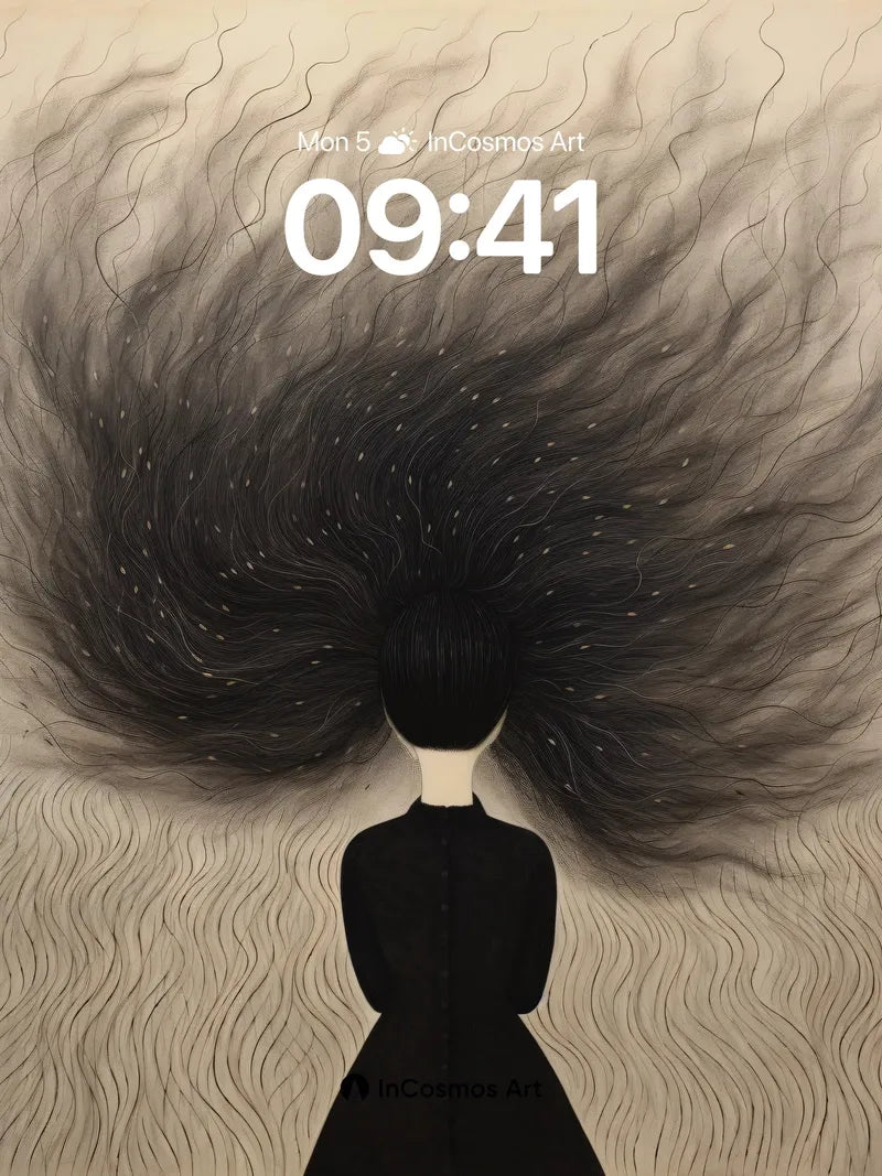 Whispering Tresses Wallpaper with Starlit Flow