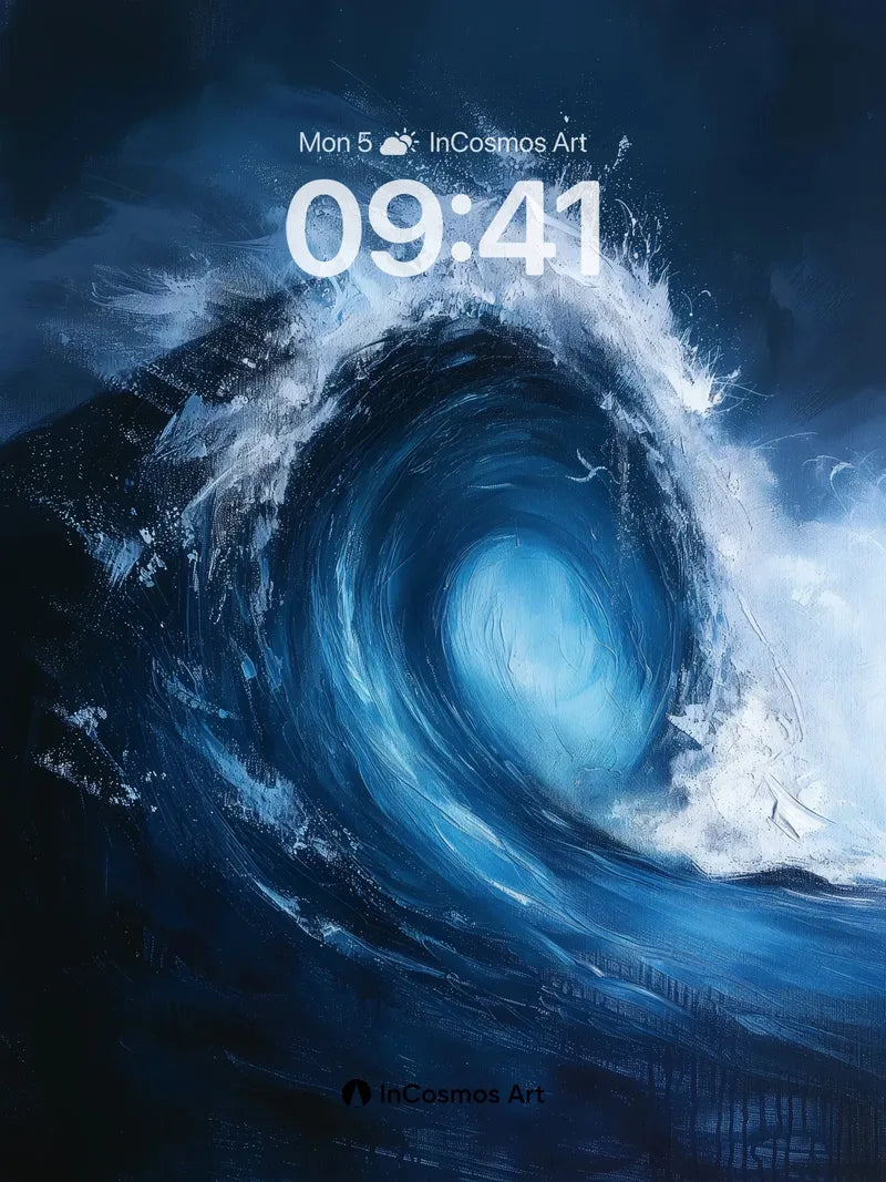 Cerulean Vortex Wallpaper with Whispering Foam