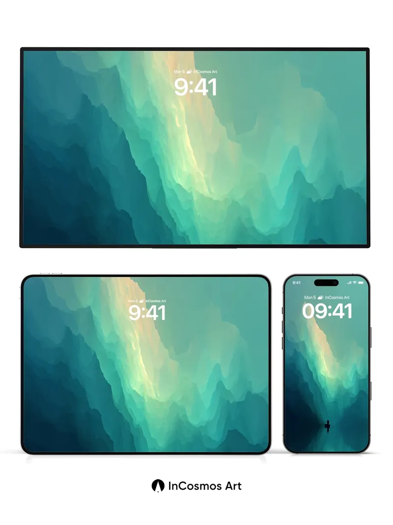 Ethereal Cavern Wallpaper with Floating Light