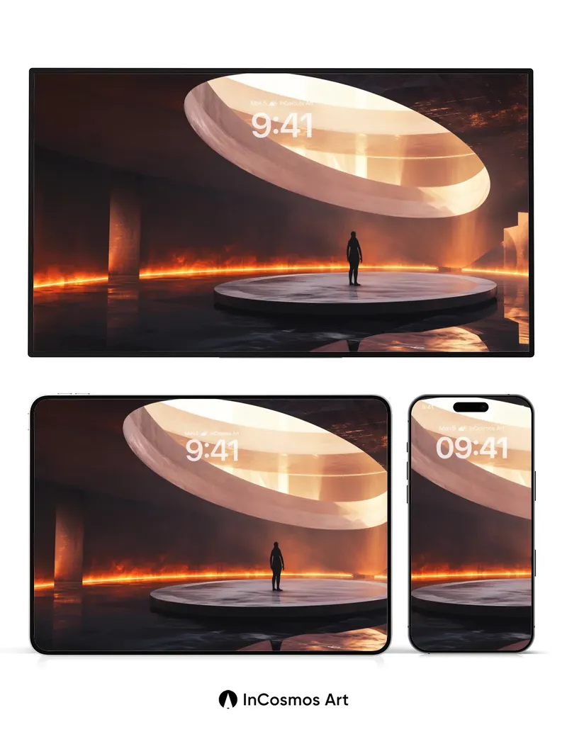 Solitary Reverie Wallpaper with Floating Light Disc