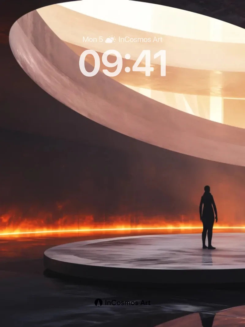 Solitary Reverie Wallpaper with Floating Light Disc