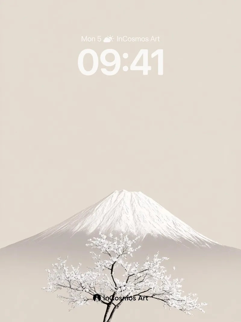 Serenity Snowfall Wallpaper with Cherry Blossom Silence