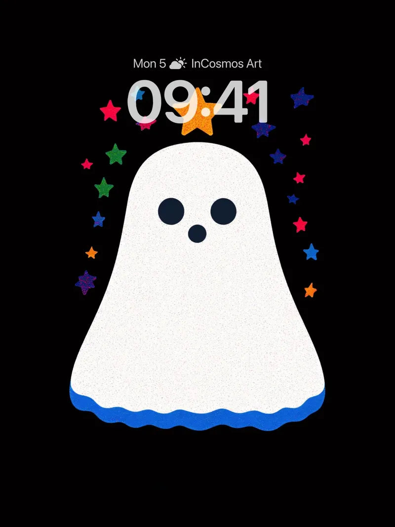 Whimsical Ghost Wallpaper with Starlight Halo