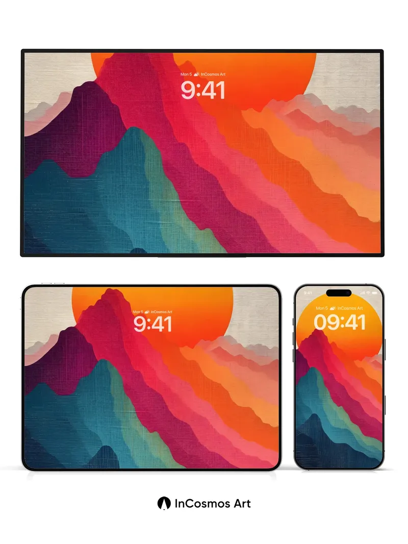 Sunset Pulse Wallpaper with Chromatic Peaks