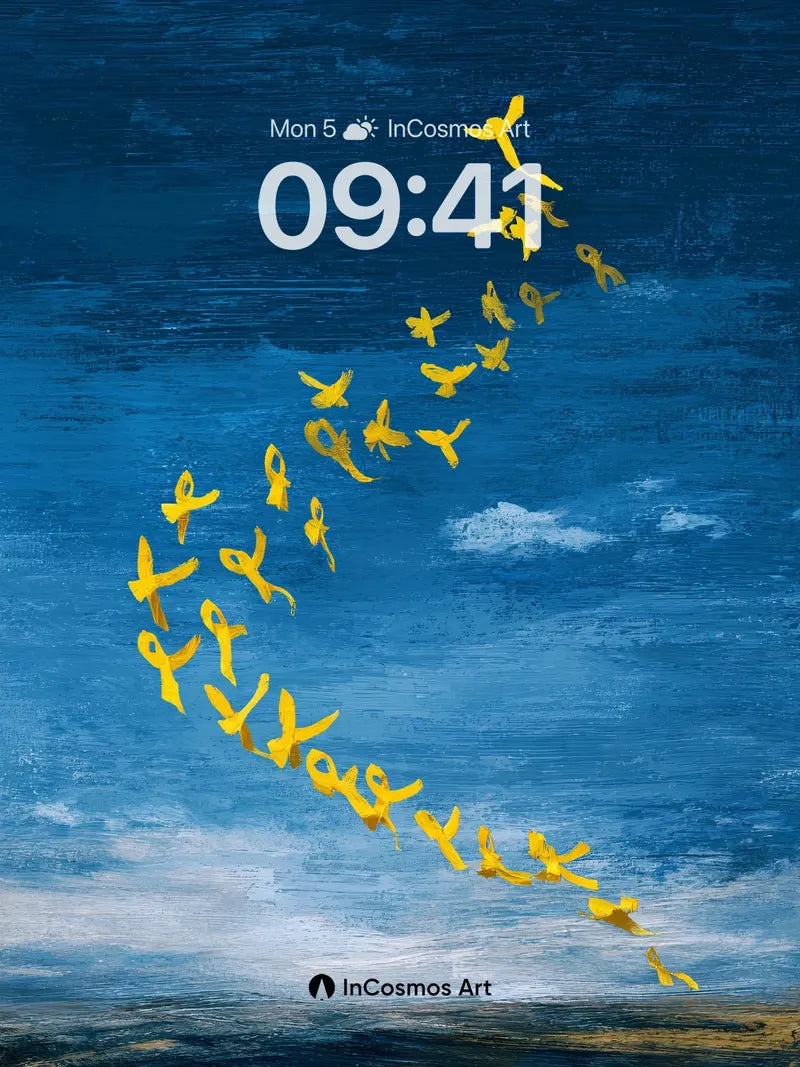 Serenity Flight Wallpaper with Golden Ribbons wallpaper for iPhone, iPad & Mac