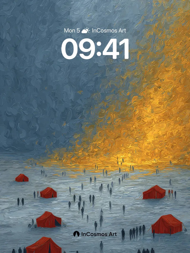 Golden Storm Wallpaper with Red Tents wallpaper for iPhone, iPad & Mac