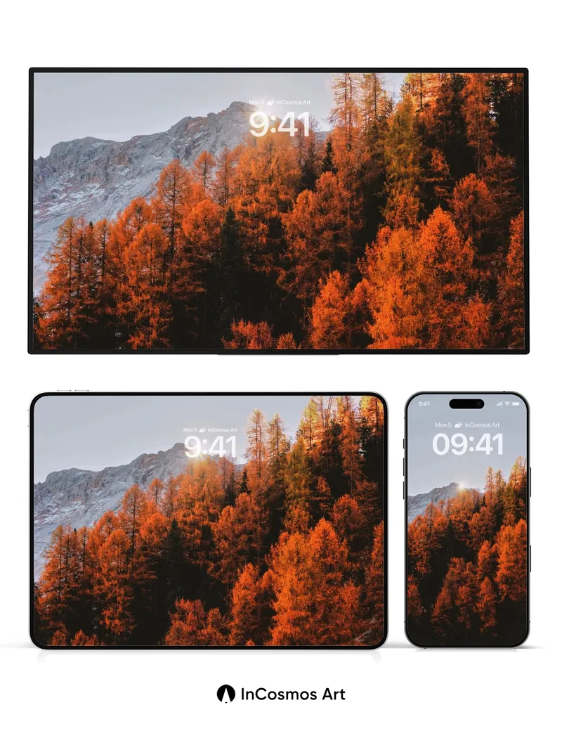 Autumn Ember Wallpaper with Mountain Light