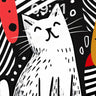 Whimsical Stripe Wallpaper with Playful Cat wallpaper for iPhone, iPad & Mac