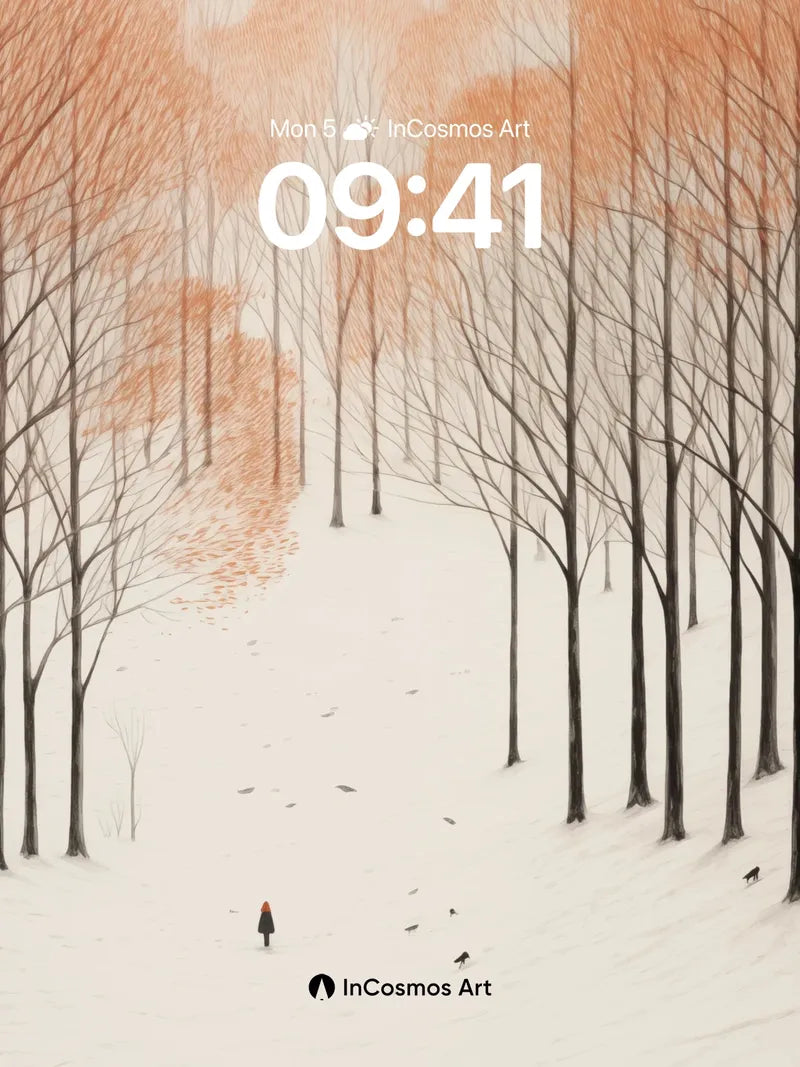 Solitary Winter Path Wallpaper with Orange Haze
